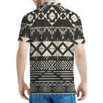 Black And Beige Aztec Pattern Print Men's Polo Shirt