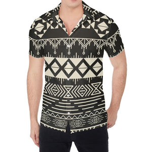 Black And Beige Aztec Pattern Print Men's Shirt