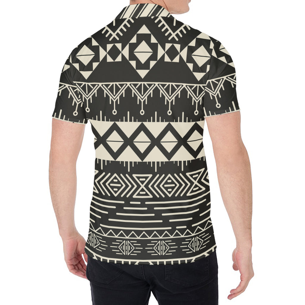 Black And Beige Aztec Pattern Print Men's Shirt