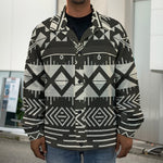 Black And Beige Aztec Pattern Print Men's Shirt Jacket