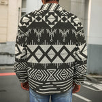 Black And Beige Aztec Pattern Print Men's Shirt Jacket