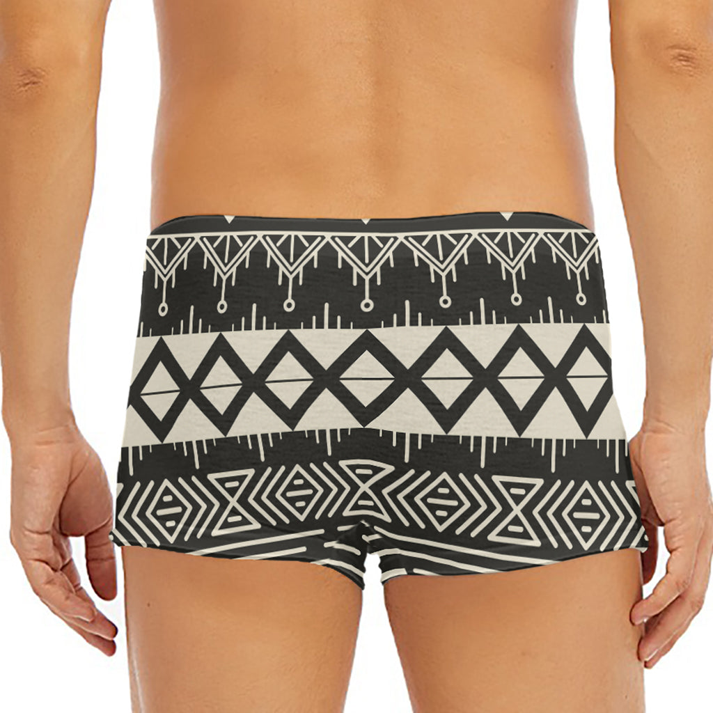 Black And Beige Aztec Pattern Print Men's Short Boxer Briefs