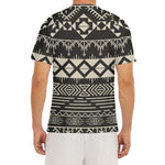 Black And Beige Aztec Pattern Print Men's Short Sleeve Rash Guard