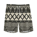 Black And Beige Aztec Pattern Print Men's Athletic Shorts
