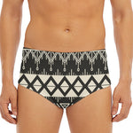 Black And Beige Aztec Pattern Print Men's Triangle Swim Briefs