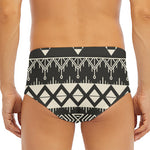 Black And Beige Aztec Pattern Print Men's Triangle Swim Briefs