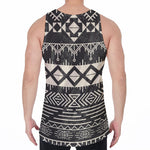 Black And Beige Aztec Pattern Print Men's Velvet Tank Top