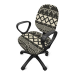 Black And Beige Aztec Pattern Print Office Chair Cover