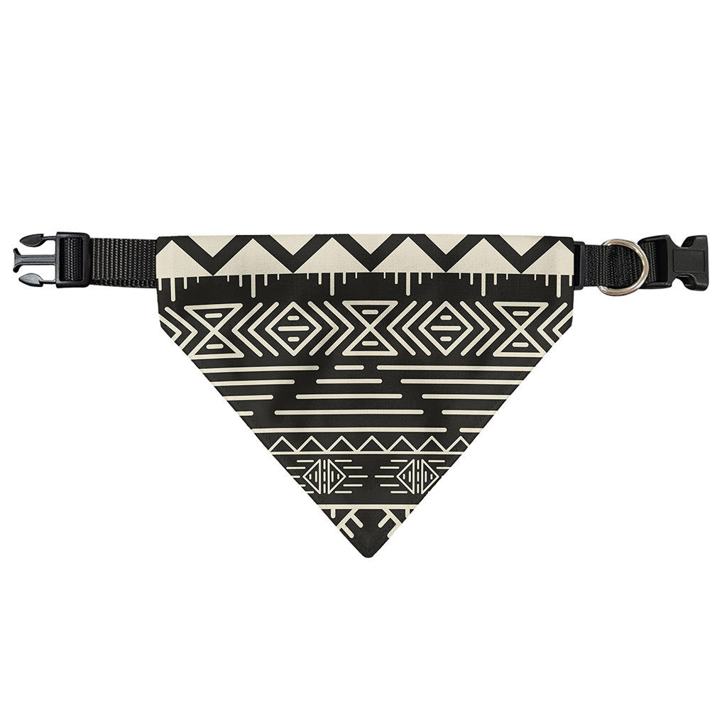 Black And Beige Aztec Pattern Print Over The Collar Dog Bandana