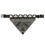 Black And Beige Aztec Pattern Print Over The Collar Dog Bandana