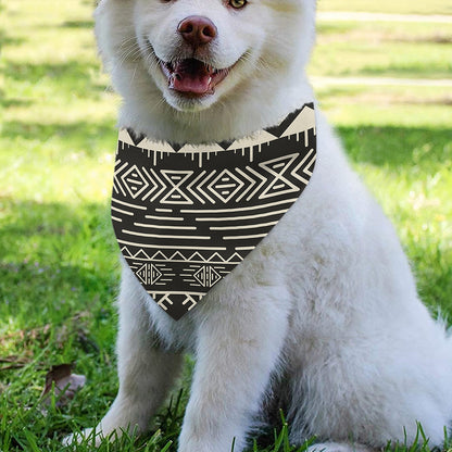Black And Beige Aztec Pattern Print Over The Collar Dog Bandana