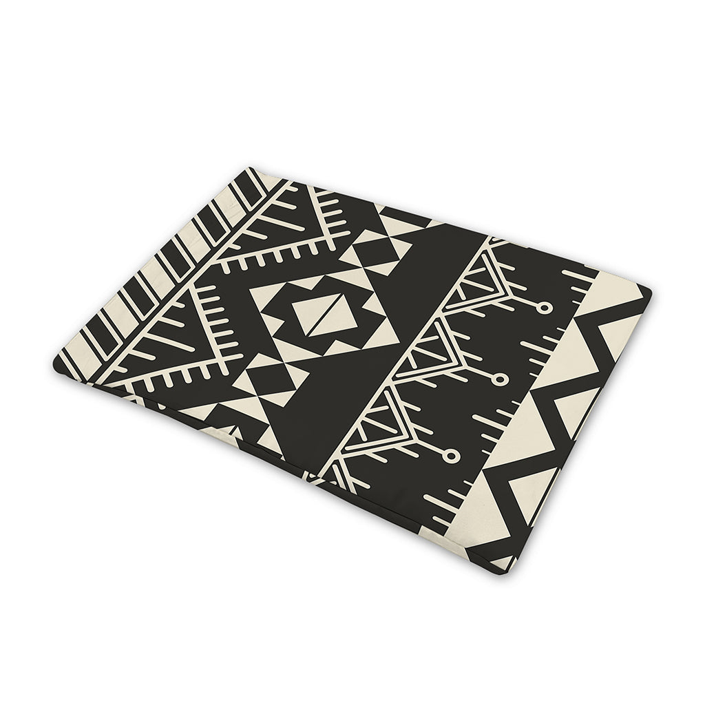 Black And Beige Aztec Pattern Print Pet Cooling Mat Cover