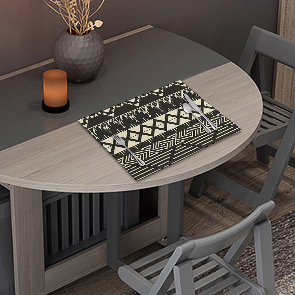 Black And Beige Aztec Pattern Print Placemat