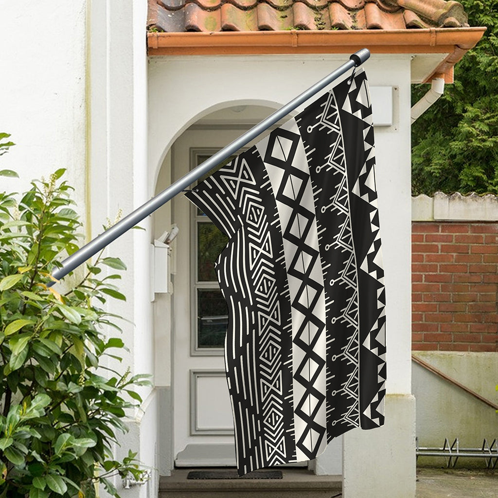 Black And Beige Aztec Pattern Print Polyester Flag