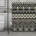 Black And Beige Aztec Pattern Print Polyester Shower Curtain