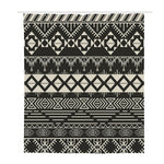 Black And Beige Aztec Pattern Print Polyester Shower Curtain