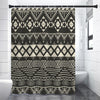 Black And Beige Aztec Pattern Print Premium Shower Curtain