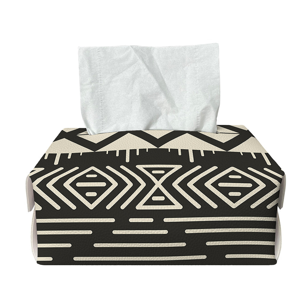 Black And Beige Aztec Pattern Print Rectangle Tissue Box Cover