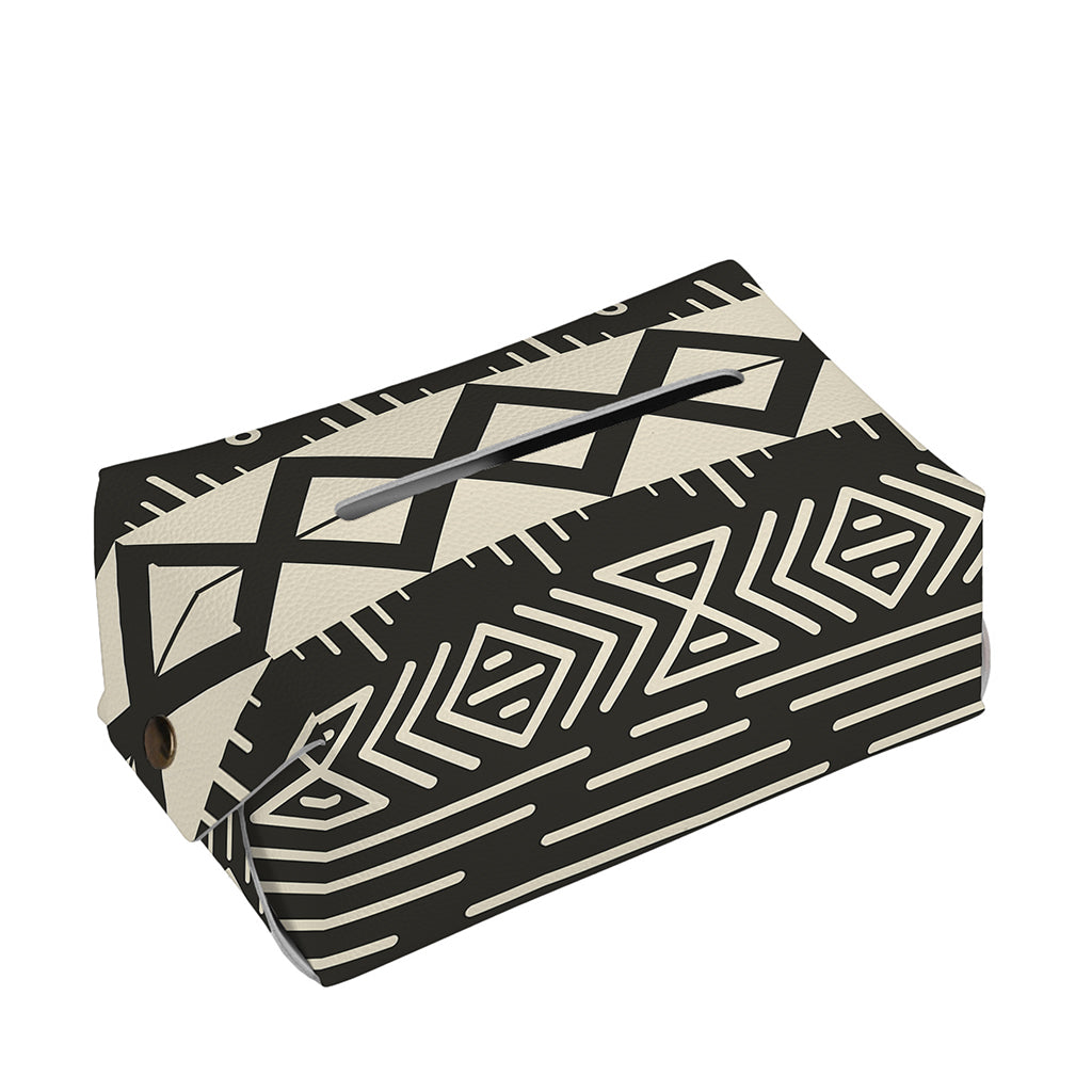 Black And Beige Aztec Pattern Print Rectangle Tissue Box Cover