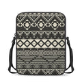 Black And Beige Aztec Pattern Print Rectangular Crossbody Bag
