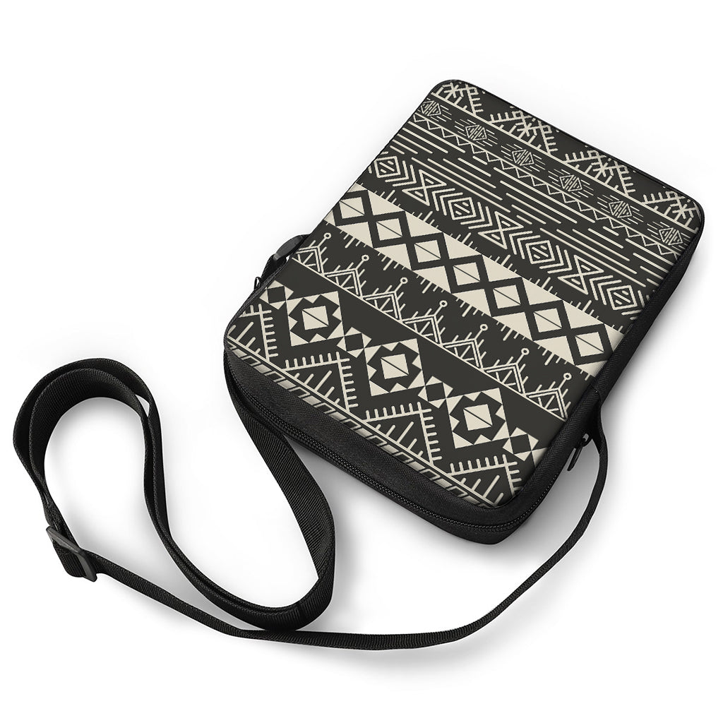 Black And Beige Aztec Pattern Print Rectangular Crossbody Bag