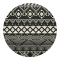 Black And Beige Aztec Pattern Print Round Blanket