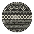 Black And Beige Aztec Pattern Print Round Floor Mat