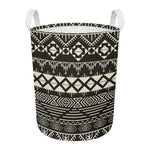 Black And Beige Aztec Pattern Print Round Laundry Basket