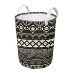 Black And Beige Aztec Pattern Print Round Laundry Basket
