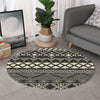 Black And Beige Aztec Pattern Print Round Rug