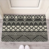 Black And Beige Aztec Pattern Print Rubber Doormat