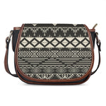 Black And Beige Aztec Pattern Print Saddle Bag