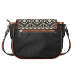 Black And Beige Aztec Pattern Print Saddle Bag