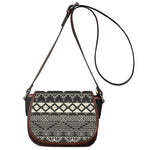 Black And Beige Aztec Pattern Print Saddle Bag