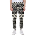 Black And Beige Aztec Pattern Print Joggers