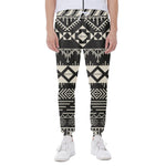 Black And Beige Aztec Pattern Print Scuba Joggers