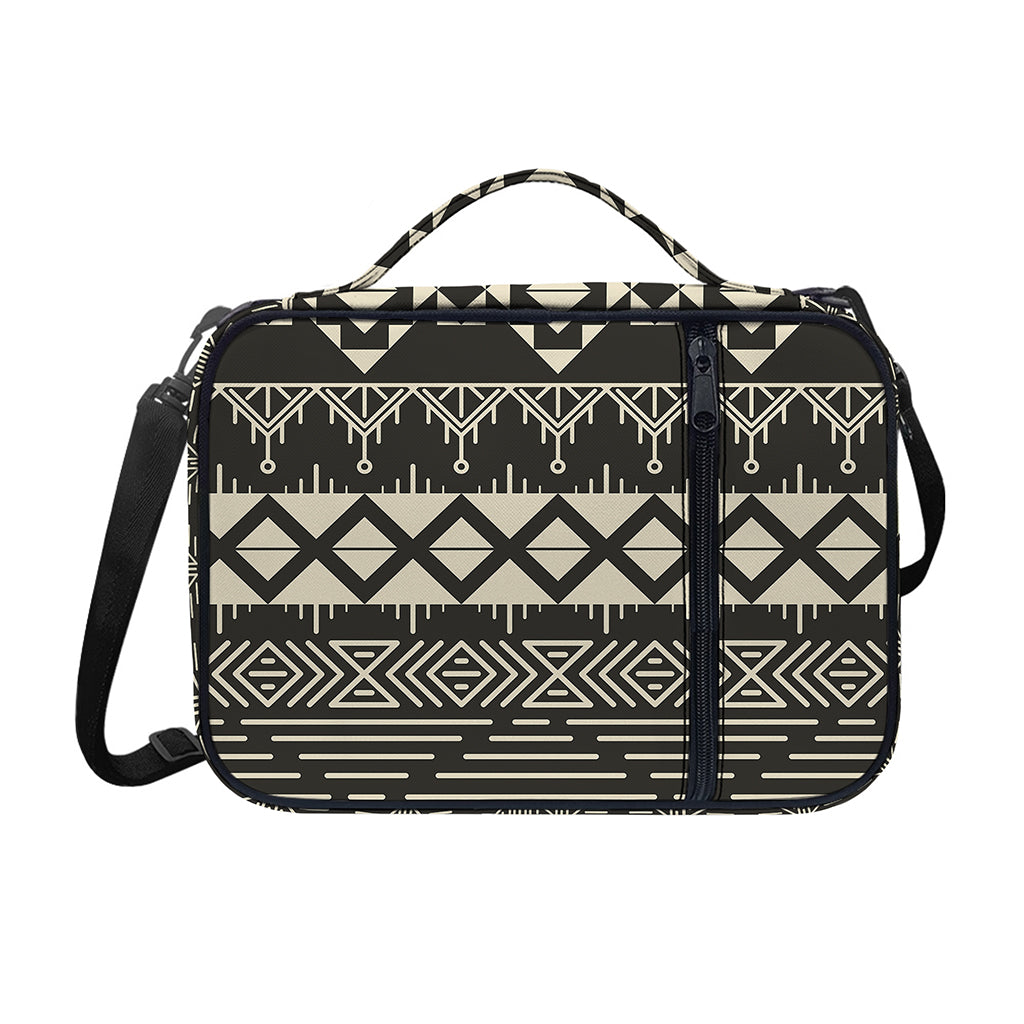 Black And Beige Aztec Pattern Print Shoulder Strap Bible Bag