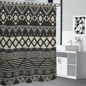 Black And Beige Aztec Pattern Print Shower Curtain