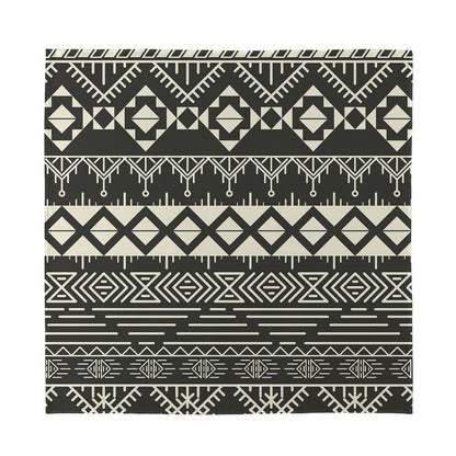 Black And Beige Aztec Pattern Print Silk Bandana