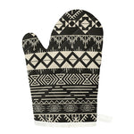 Black And Beige Aztec Pattern Print Single Oven Mitt