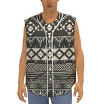 Black And Beige Aztec Pattern Print Sleeveless Baseball Jersey