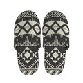 Black And Beige Aztec Pattern Print Slippers
