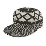 Black And Beige Aztec Pattern Print Snapback Cap