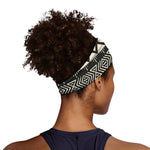 Black And Beige Aztec Pattern Print Sports Headband