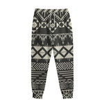 Black And Beige Aztec Pattern Print Sweatpants