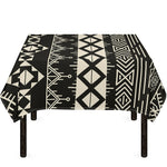 Black And Beige Aztec Pattern Print Tablecloth