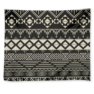 Black And Beige Aztec Pattern Print Tapestry