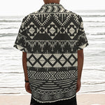 Black And Beige Aztec Pattern Print Textured Short Sleeve Shirt