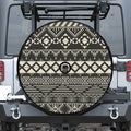 Black And Beige Aztec Pattern Print Tire Cover With Camera Hole