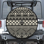 Black And Beige Aztec Pattern Print Tire Cover With Camera Hole